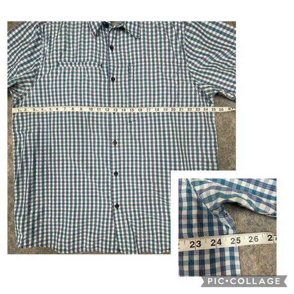 The North Face Men's Blue Orange Green Plaid Button Up Short Sleeve Shirt Sz XL - Picture 13 of 14